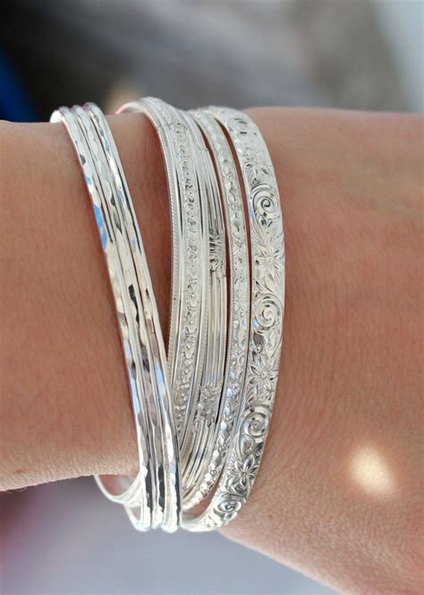 sterling silver bangle bracelets large